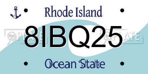8IBQ25 Rhode Island License Plate