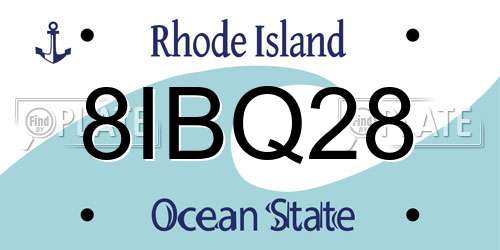8IBQ28 Rhode Island License Plate