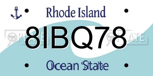8IBQ78 Rhode Island License Plate