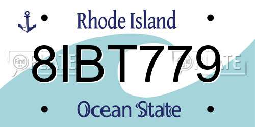 8IBT779 Rhode Island License Plate
