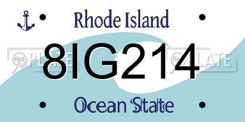 8IG214 Rhode Island License Plate