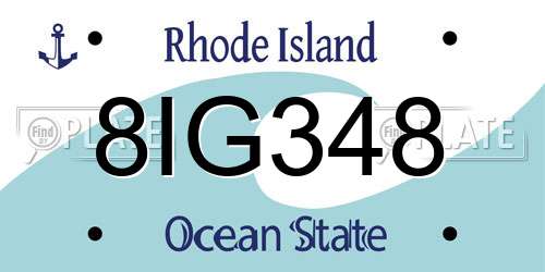 8IG348 Rhode Island License Plate