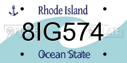 8IG574 Rhode Island License Plate