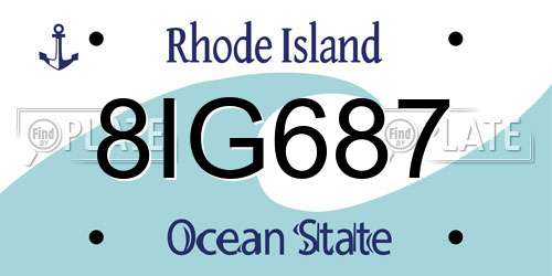 8IG687 Rhode Island License Plate