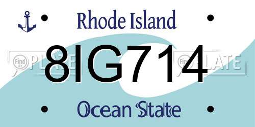 8IG714 Rhode Island License Plate