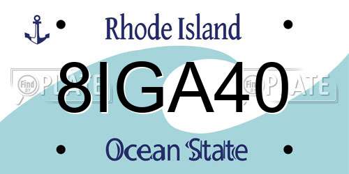 8IGA40 Rhode Island License Plate