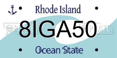 8IGA50 Rhode Island License Plate