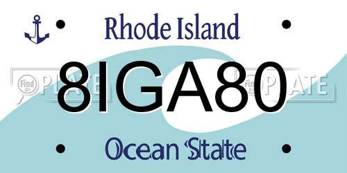 8IGA80 Rhode Island License Plate