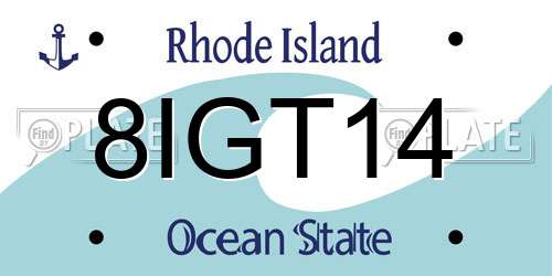 8IGT14 Rhode Island License Plate