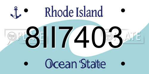 8II7403 Rhode Island License Plate