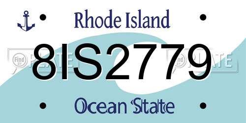 8IS2779 Rhode Island License Plate