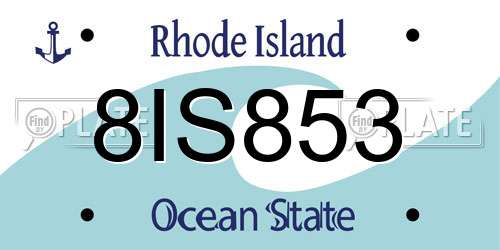 8IS853 Rhode Island License Plate