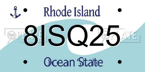 8ISQ25 Rhode Island License Plate