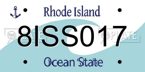 8ISS017 Rhode Island License Plate