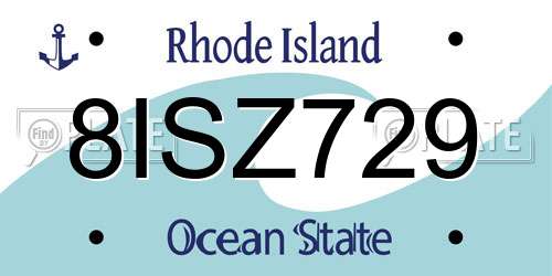 8ISZ729 Rhode Island License Plate