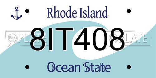 8IT408 Rhode Island License Plate
