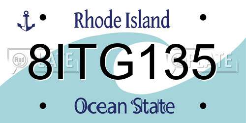 8ITG135 Rhode Island License Plate