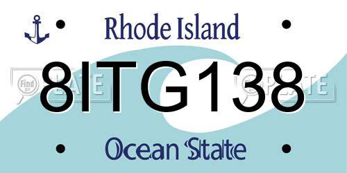 8ITG138 Rhode Island License Plate