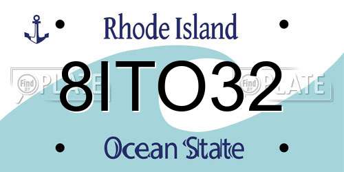8ITO32 Rhode Island License Plate
