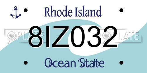 8IZ032 Rhode Island License Plate
