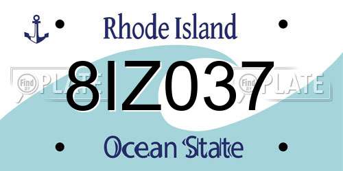 8IZ037 Rhode Island License Plate