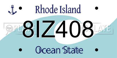 8IZ408 Rhode Island License Plate