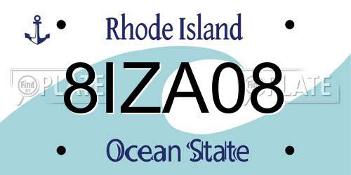8IZA08 Rhode Island License Plate