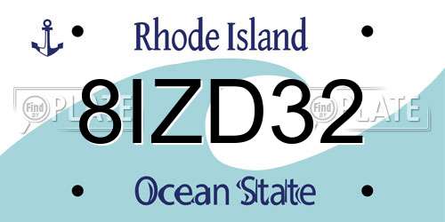 8IZD32 Rhode Island License Plate