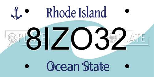 8IZO32 Rhode Island License Plate