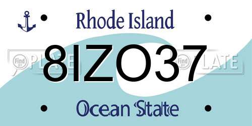 8IZO37 Rhode Island License Plate