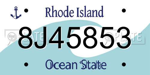 8J45853 Rhode Island License Plate
