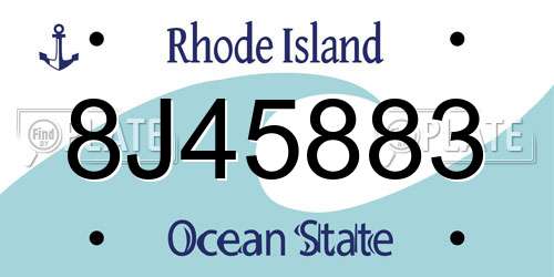 8J45883 Rhode Island License Plate