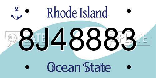8J48883 Rhode Island License Plate