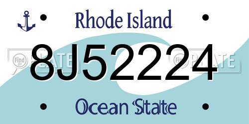 8J52224 Rhode Island License Plate