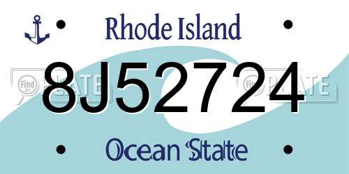 8J52724 Rhode Island License Plate