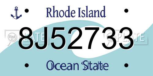 8J52733 Rhode Island License Plate