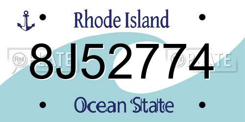 8J52774 Rhode Island License Plate