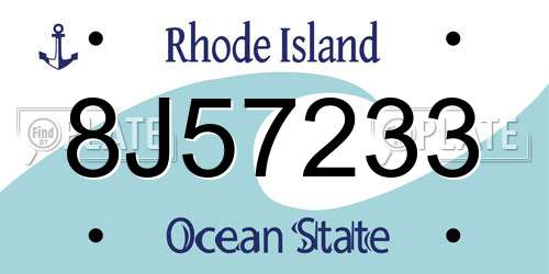 8J57233 Rhode Island License Plate