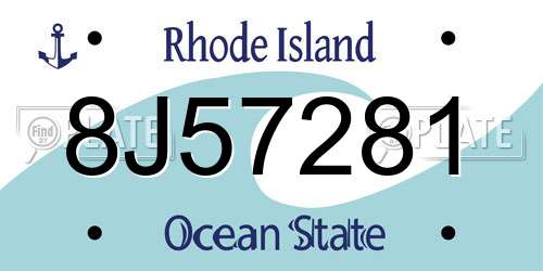 8J57281 Rhode Island License Plate