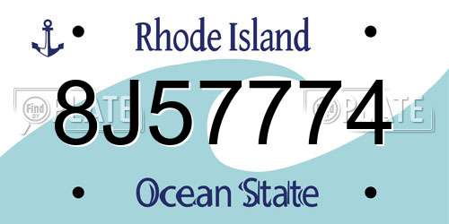 8J57774 Rhode Island License Plate