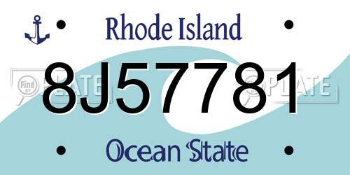 8J57781 Rhode Island License Plate