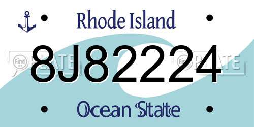 8J82224 Rhode Island License Plate