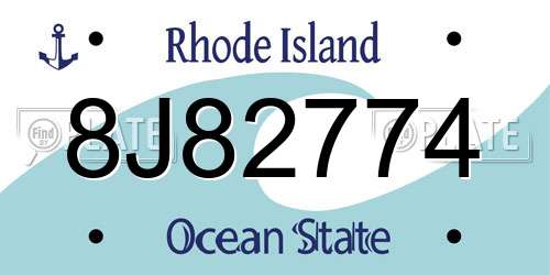 8J82774 Rhode Island License Plate