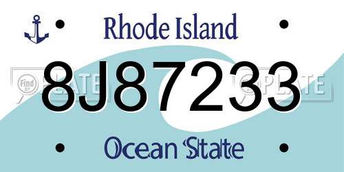8J87233 Rhode Island License Plate