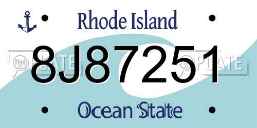 8J87251 Rhode Island License Plate