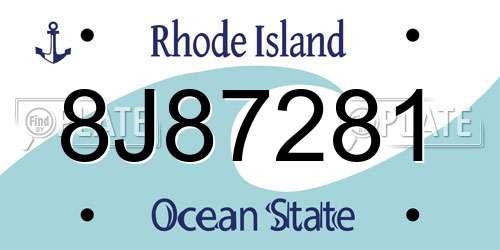 8J87281 Rhode Island License Plate