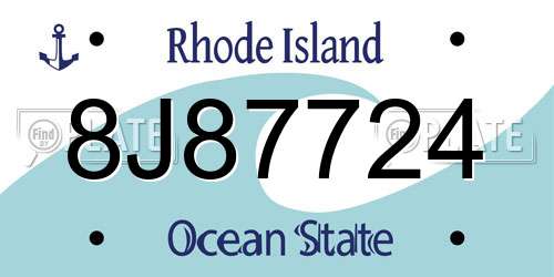 8J87724 Rhode Island License Plate