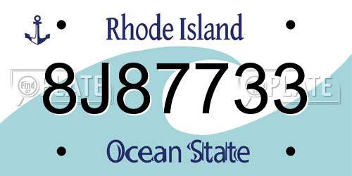 8J87733 Rhode Island License Plate