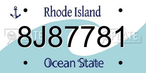8J87781 Rhode Island License Plate