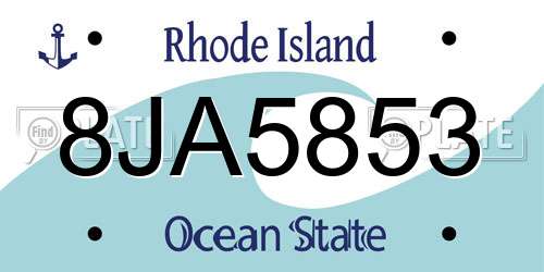8JA5853 Rhode Island License Plate